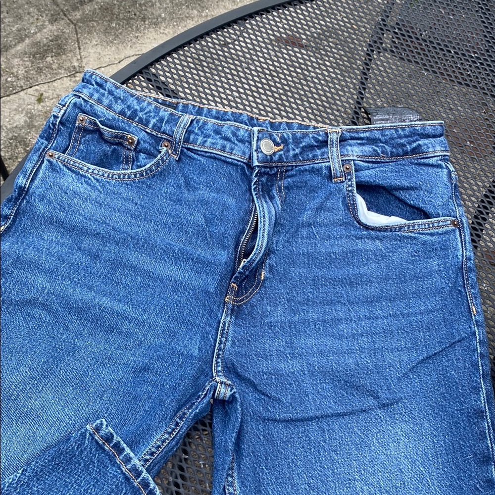 Zara Blue Straight Jeans Classic Denim Style - Picture 3 of 4